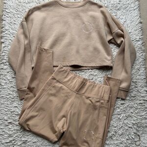 Women's Tan Crew Neck Sweater and matching leggings set